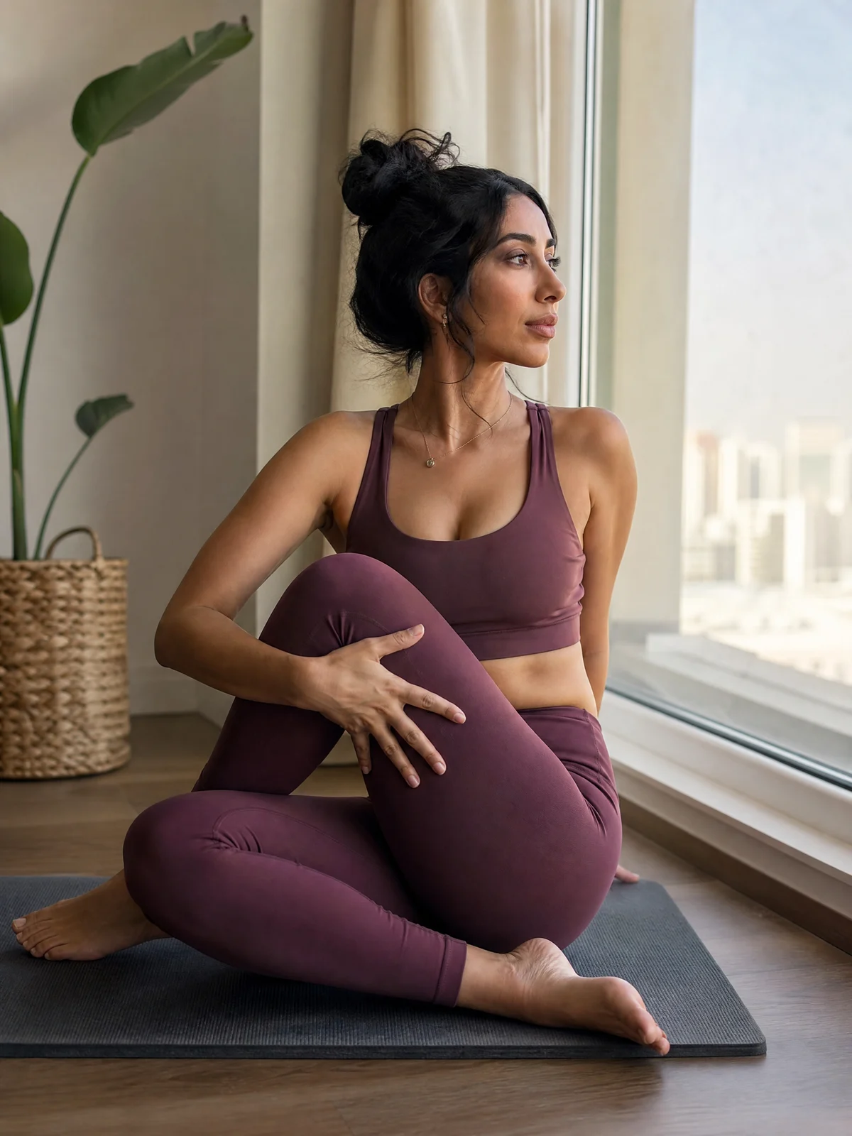AI-generated example: yoga at home.