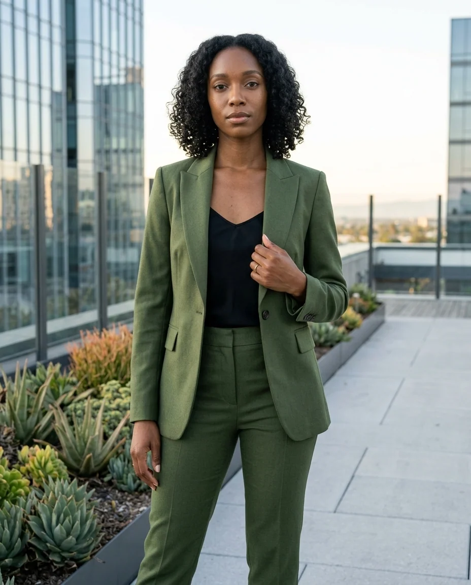 Rooftop lookbook illustrative example for AI influencer creation.