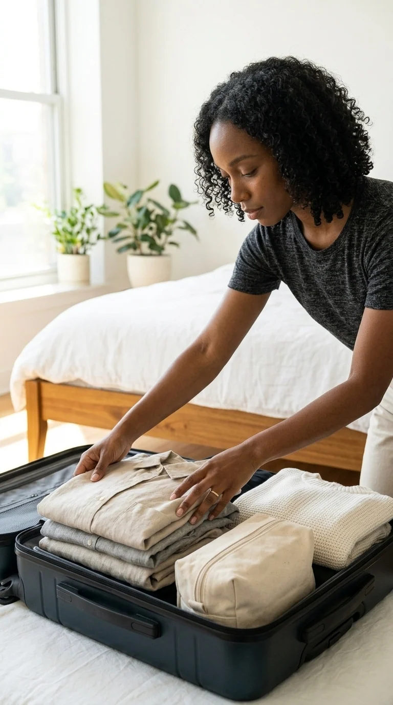 Travel packing illustrative example for AI influencer creation.