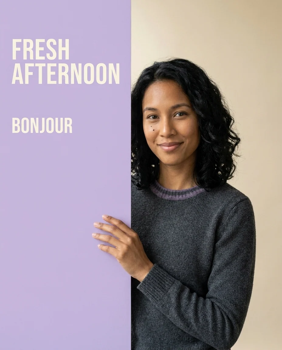 Multilingual social poster · text review example