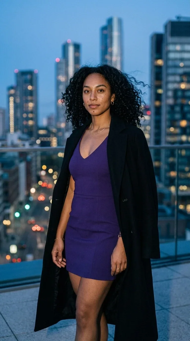 Aria in a rooftop fashion scene.